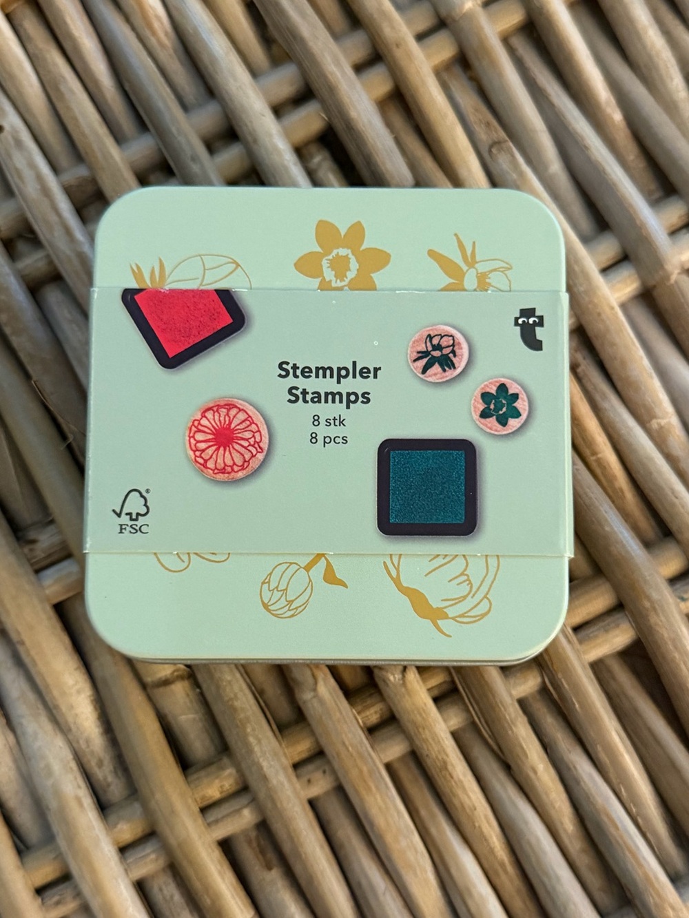 Flying Tiger Copenhagen- Floral Stamp Set in Tin - new